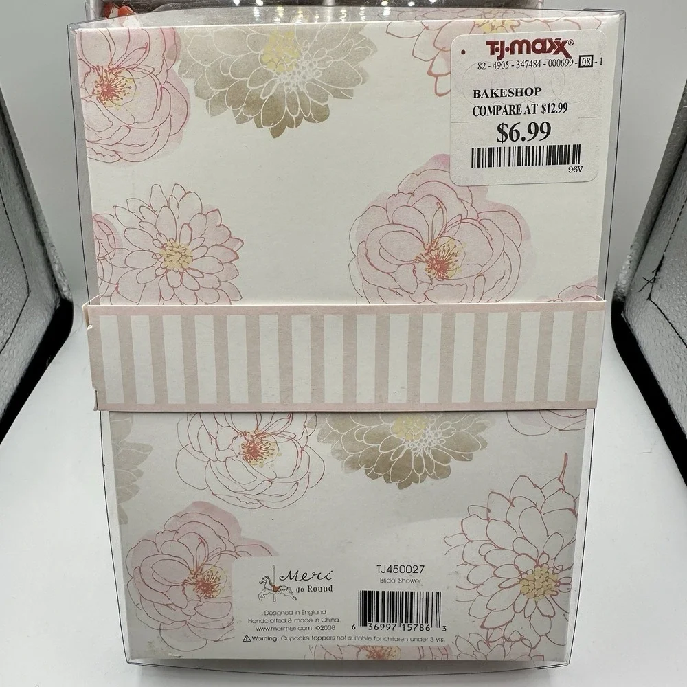 Set Of 2 New Bridal Shower Wedding Cupcake Liners & Picks Toppers 3 Packs 24